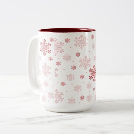 Rote Schneeflocken - Winter Hot Cocoa Tasse (Vorderseite Links)