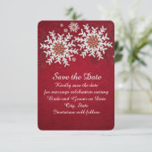 Rote Schneeflocken - Wirbel Save the Date (Stehend Vorderseite)