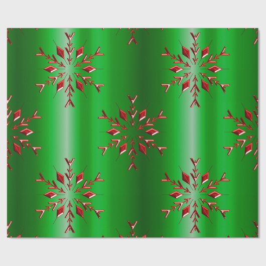 Rote Schneeflocken zu Grünen Weihnachten Geschenkpapier (Flach)