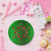 Rote Schneeflocken zu Grünen Weihnachten Pappteller (Party)