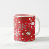 Rote Schneeflocken Zweifarbige Tasse (VorderseiteRechts)