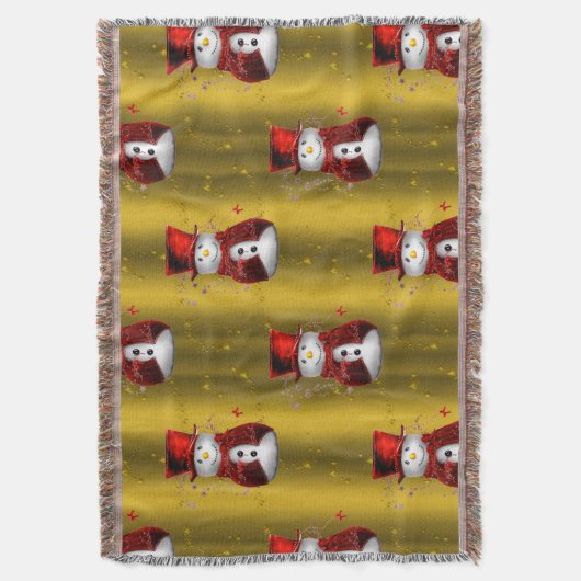 Rote Schneemänner auf Gold Decke (Vorderseite Vertikal)