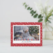 Rote Schneestars glauben Foto Feiertagspostkarte (Stehend Vorderseite)