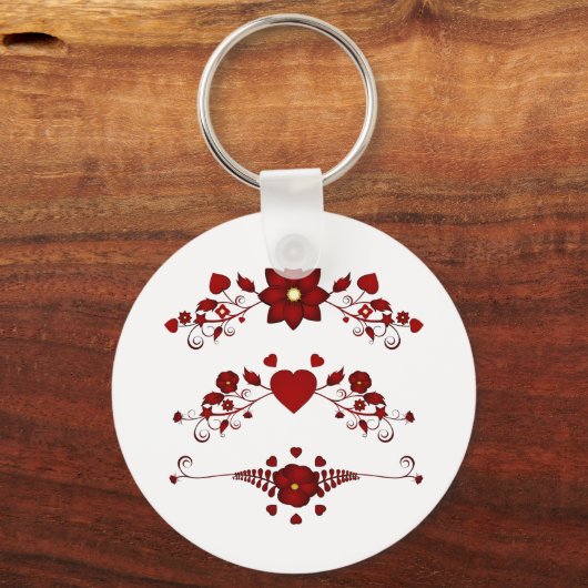 Rote Schnörkel Schlüsselanhänger (Vorderseite)