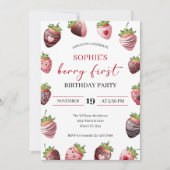 Rote Schokolade Erdbeere 1. Berry Erster Geburtsta Einladung (Vorderseite)