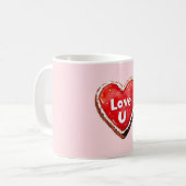 Rote Schokoladen-Herz-Liebe-Dich-Torte Kaffeetasse (Vorderseite Links)