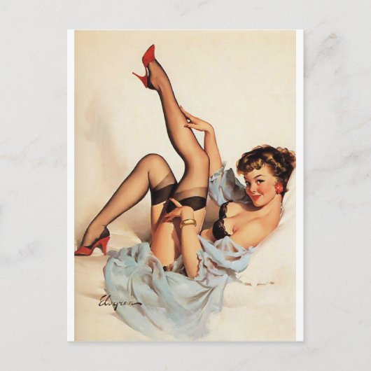 Rote Schuh-Pin-Up Postkarte (Vorderseite)