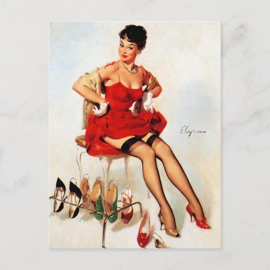 Rote Schuh Pin Up Postkarte (Vorderseite)