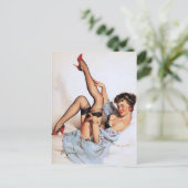 Rote Schuhe Button hoch Postkarte (Stehend Vorderseite)