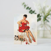 Rote Schuhe Button hoch Postkarte (Stehend Vorderseite)