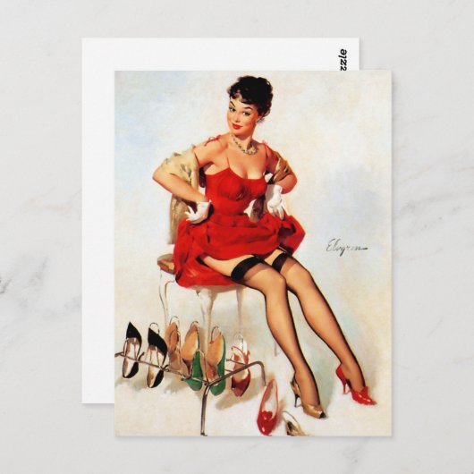 Rote Schuhe Button hoch Postkarte (Vorne/Hinten)