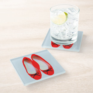 Rote Schuhe Glasuntersetzer