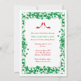 Rote Schuhe Grüne Blume Bridal Dusche Einladung