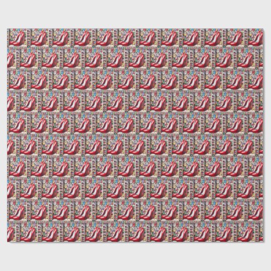 Rote Schuhe im Schrank Geschenkpapier (Flach)