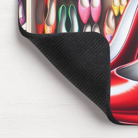 Rote Schuhe im Schrank Mousepad (Ecke)