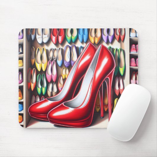 Rote Schuhe im Schrank Mousepad (Mit Mouse)