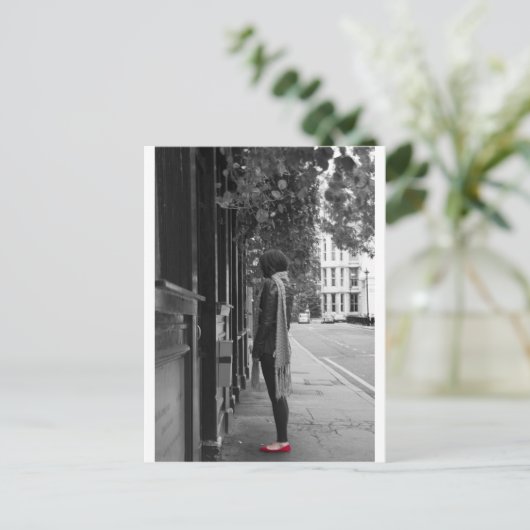 Rote Schuhe Postkarte (Stehend Vorderseite)