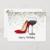 Rote Schuhe und Rotwein Postkarte (Vorne/Hinten)