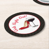 Rote Schuhe und Rotwein Runder Pappuntersetzer (Angewinkelt)