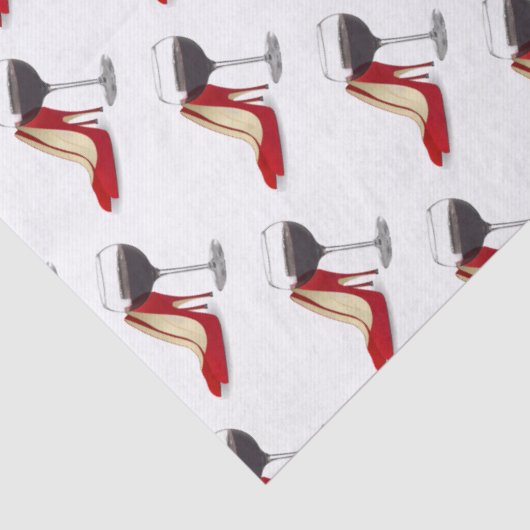 Rote Schuhe und Rotwein Seidenpapier (Detail)