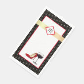 Rote Schuhe und Rotwein Serviette (Ecke)