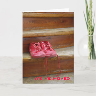 Rote Schuhe we've moved cards Ankündigung