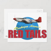 Rote Schwänze Tuskegee Airmen mit P-51 Postkarte (Vorne/Hinten)