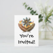 Rote Schwanzfedern und Flammen, digital Einladung (Stehend Vorderseite)