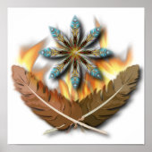 Rote Schwanzfedern und Flammen, digital Poster (Vorne)