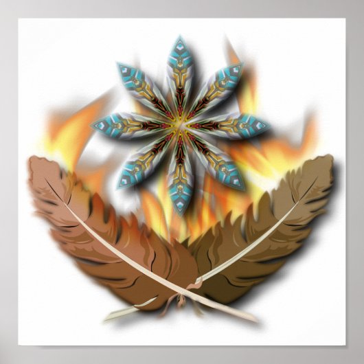 Rote Schwanzfedern und Flammen, digital Poster (Vorne)