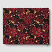 Rote Schwarz-Gold-Marmor-Hochzeit Gästebuch (Rückseite)