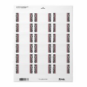 Rote, Schwarz-weiße Damask-Hochzeitadresse Adressaufkleber (Vorne)