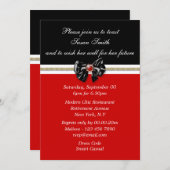 Rote Schwarz-weiße formale PERSONIFIZIEREN Einladung (Vorne/Hinten)