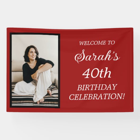 Rote Schwarz-weiße Frauenbanner zum 40. Geburtstag Banner (Horizontal)