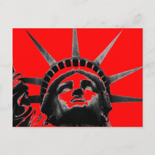 Rote Schwarz-weiße Freiheitsstatue Pop Postkarte (Vorderseite)