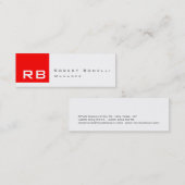 Rote Schwarz-weiße Monogram Skinness-Visitenkarte Mini Visitenkarte (Vorne/Hinten)