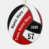 Rote Schwarz-weiße Personalisierte Volleyball-Orna Keramik Ornament (Links)