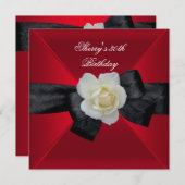 Rote Schwarz-weiße Rose 30. Geburtstag Party Einladung (Vorne/Hinten)