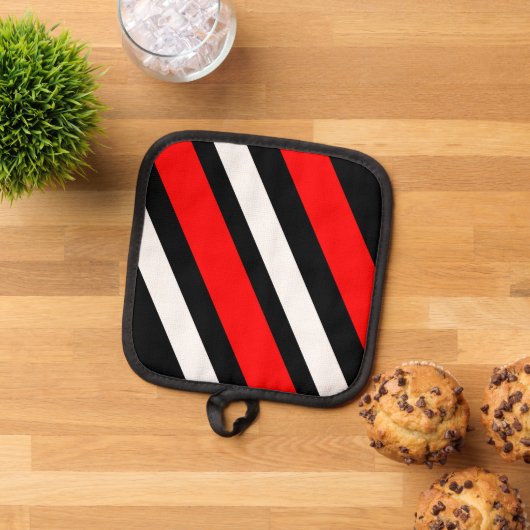 Rote Schwarz-weiße Streifen Ofen Mitt- und Pothalt Topflappen (Oben Unten)