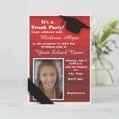 Rote Schwarz-weiße Uni Trunk Party Dorm Dusche Einladung (Stehend Vorderseite)