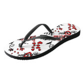 Rote Schwarz-weiße Valentine Motif Flip Flops Badesandalen (Schrägansicht)