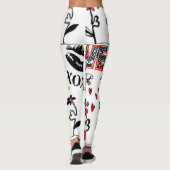 Rote Schwarz-weiße Valentine-Motiv-Leggings Leggings (Rückseite)