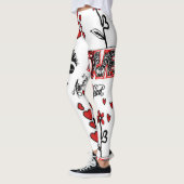 Rote Schwarz-weiße Valentine-Motiv-Leggings Leggings (Links)