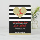 Rote Schwarz-weiße Valentinstag Babydusche Einladung (Stehend Vorderseite)