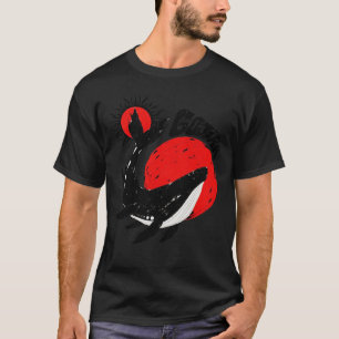 Rote schwarze abstrakte Metal-Musik-Grafikdesign T-Shirt