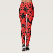 Rote schwarze Blume Leggings (Rückseite)