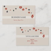 Rote schwarze Blumen auf hellem elegantem Bkg Visitenkarte (Vorne/Hinten)