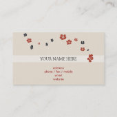 Rote schwarze Blumen auf hellem elegantem Bkg Visitenkarte (Rückseite)