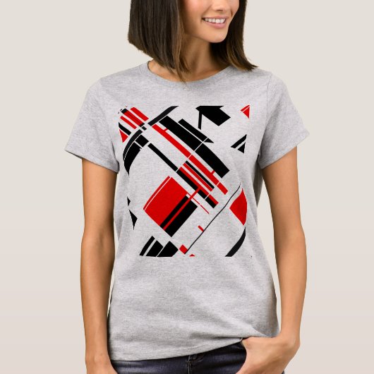 Rote, schwarze, diagonale Formen Linien MCM inspir T-Shirt (Vorderseite)