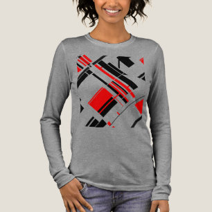 Rote schwarze diagonale Formen Linien MCM-inspirie Tri-Blend Shirt